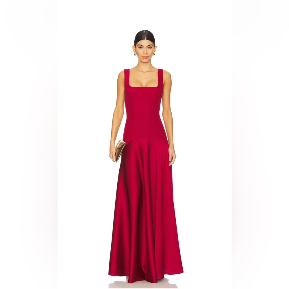 L'Academie Vibrant Red Maxi Dress